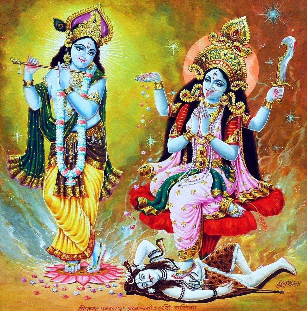Согласно некоторым древним текстам - Кришна является воплощением или сыном богини Кали. Фото: t.me/devibhakta