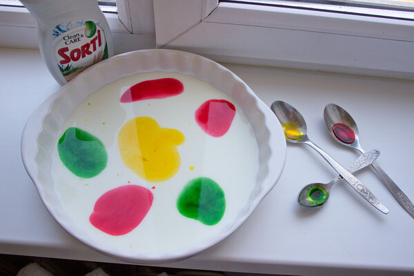 Нанесение красителей на молоко