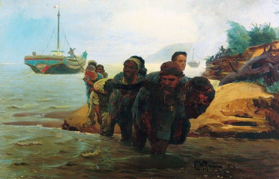 Илья Репин, Бурлаки, идущие вброд, 1872, ГТГ, Москва
