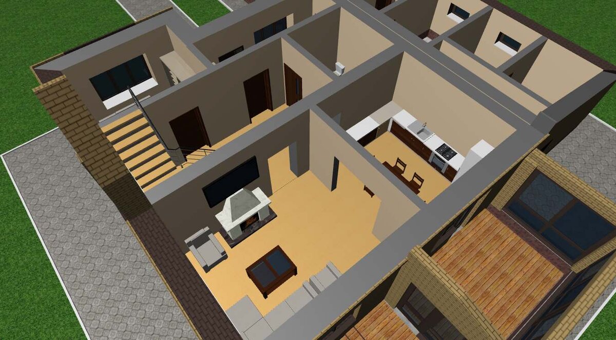 Эскизный проект двухэтажного дома площадью 278,5 кв.м. с гаражом и баней ??