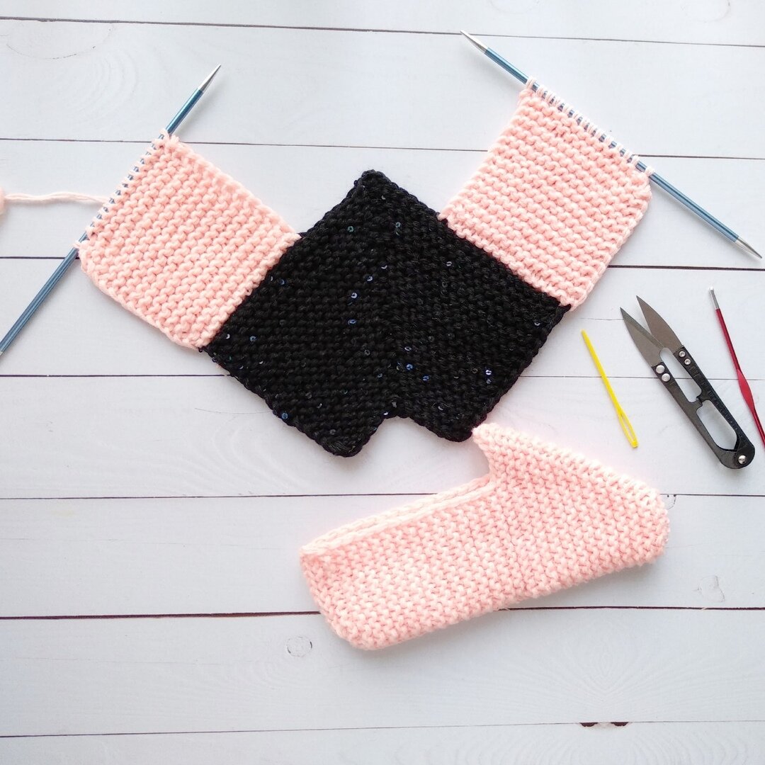 Итоговый вид перед сборкой. Пятку собирала методом закрытия 3спицами