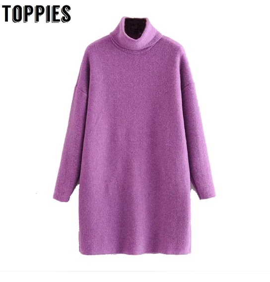 Платье-свитер с высоким воротом. Фото с Aliexpress.