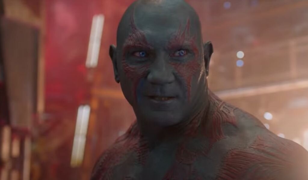 Кадр из фильма "Стражи Галактики" с Дейвом Батистой