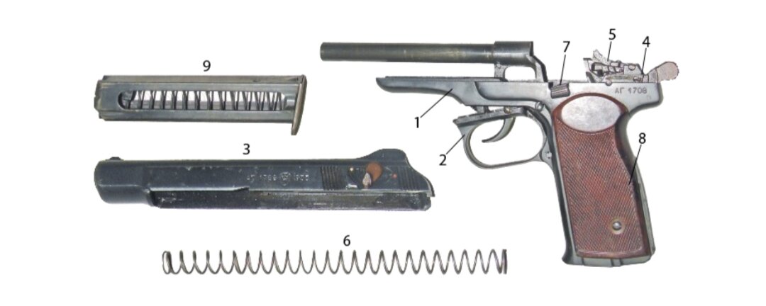 Апс 5. АПС механизм спусковой. УСМ пистолета Стечкина. Схема 9 мм АПС Стечкина.