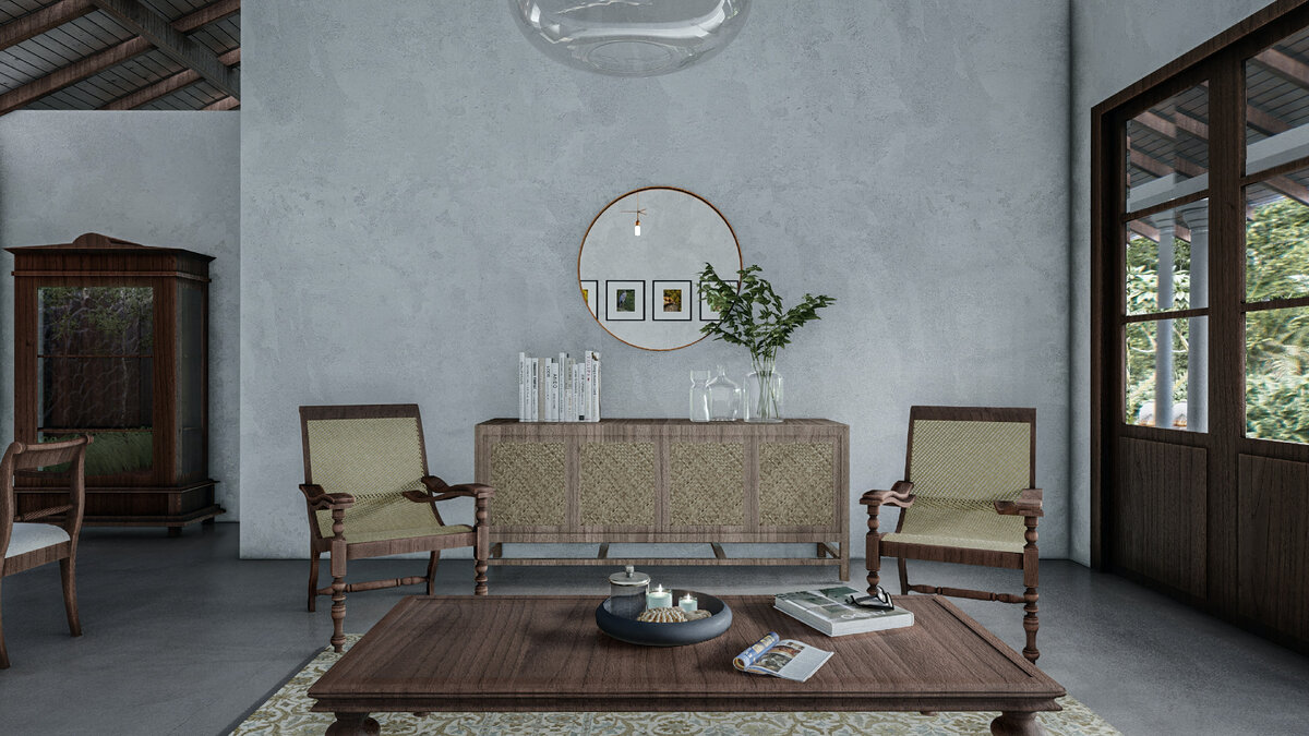 Зеркало украшает пространство над комодом и отражает декор противоположной стены