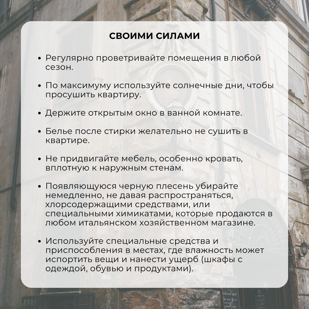 Как бороться в влажностью в итальянской квартире | Образование в Италии |  Дзен