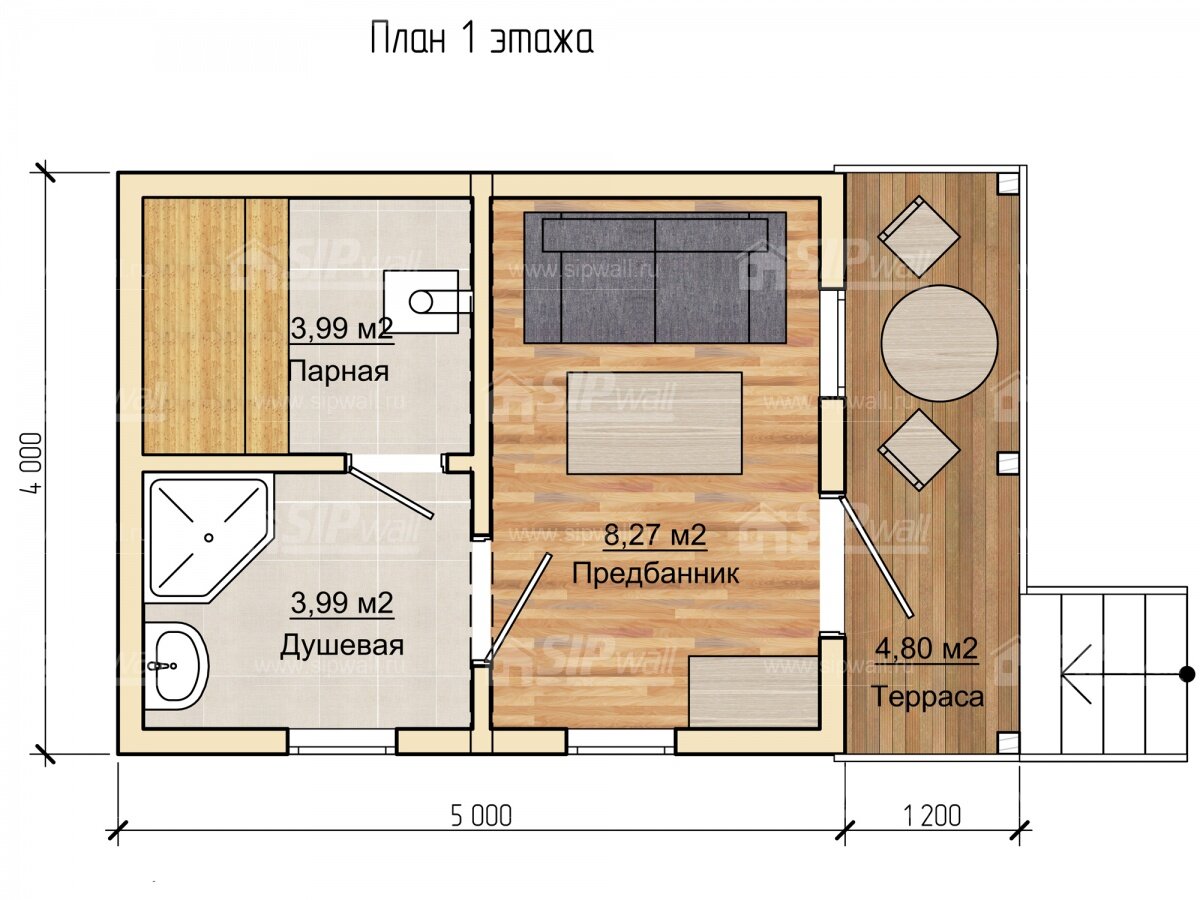 Типовая планировка бани 6х3 из бревна