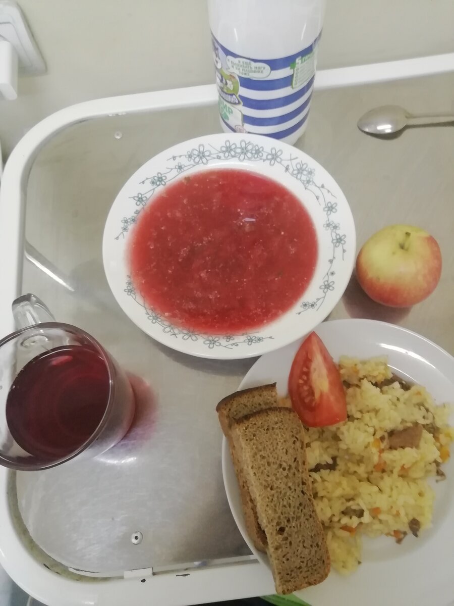 Постный борщ, типа плов, компот