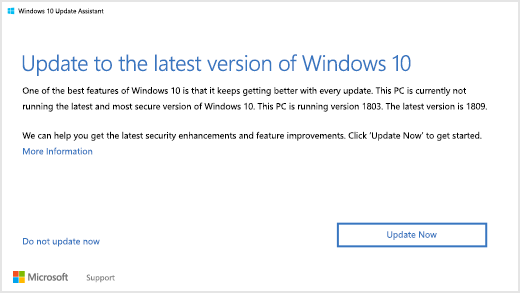 Your version windows not supported. Windows 10 installer Assistant.