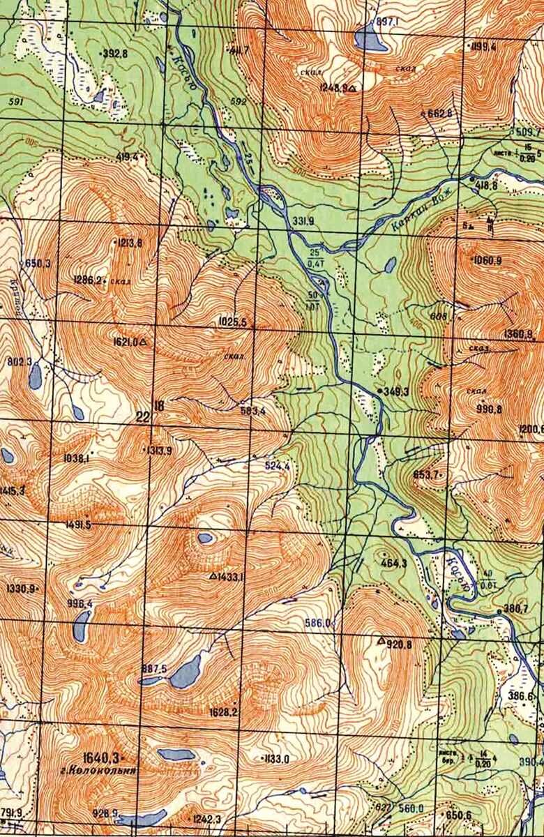 Карта района горы Южная Колокольня