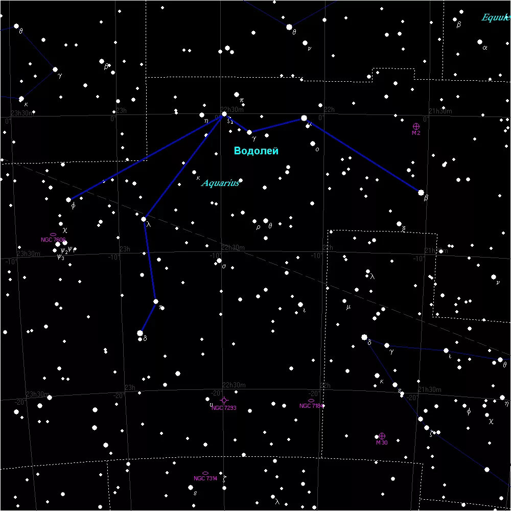 Карта созвездия водолея