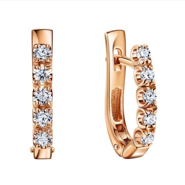 Бренд: БРИЛЛИАНТЫ ЯКУТИИ. Цена: 23.990 рублей. Артикул: 3547-C5R-01. Розовое золото 585 пробы с 10 бриллиантами, 0.31 карат. Вес изделия: 2,46 г