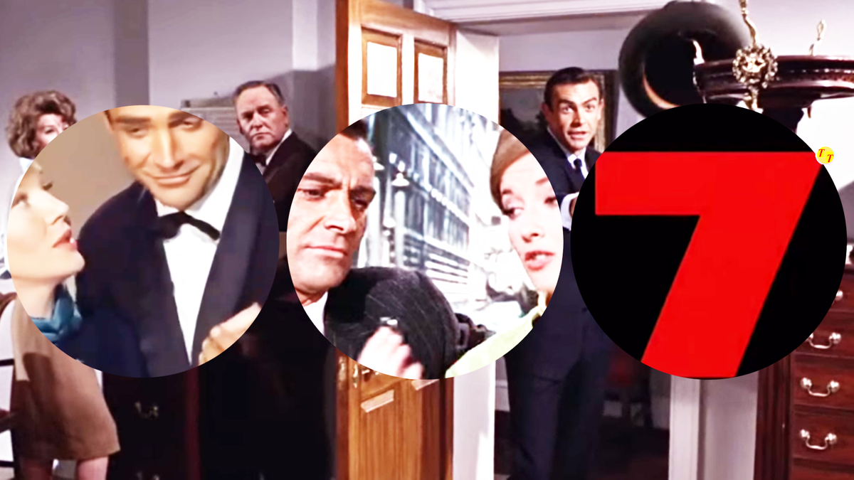 Коллаж обраб. фрагм. кадров фильмов о Дж. Бонде с Шоном Коннери, различных авторов в открытом доступе.