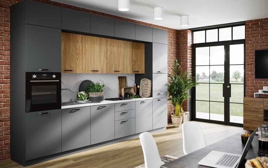 Модульная кухня Равенна Смарт Дуб мадейра янтарь/графит