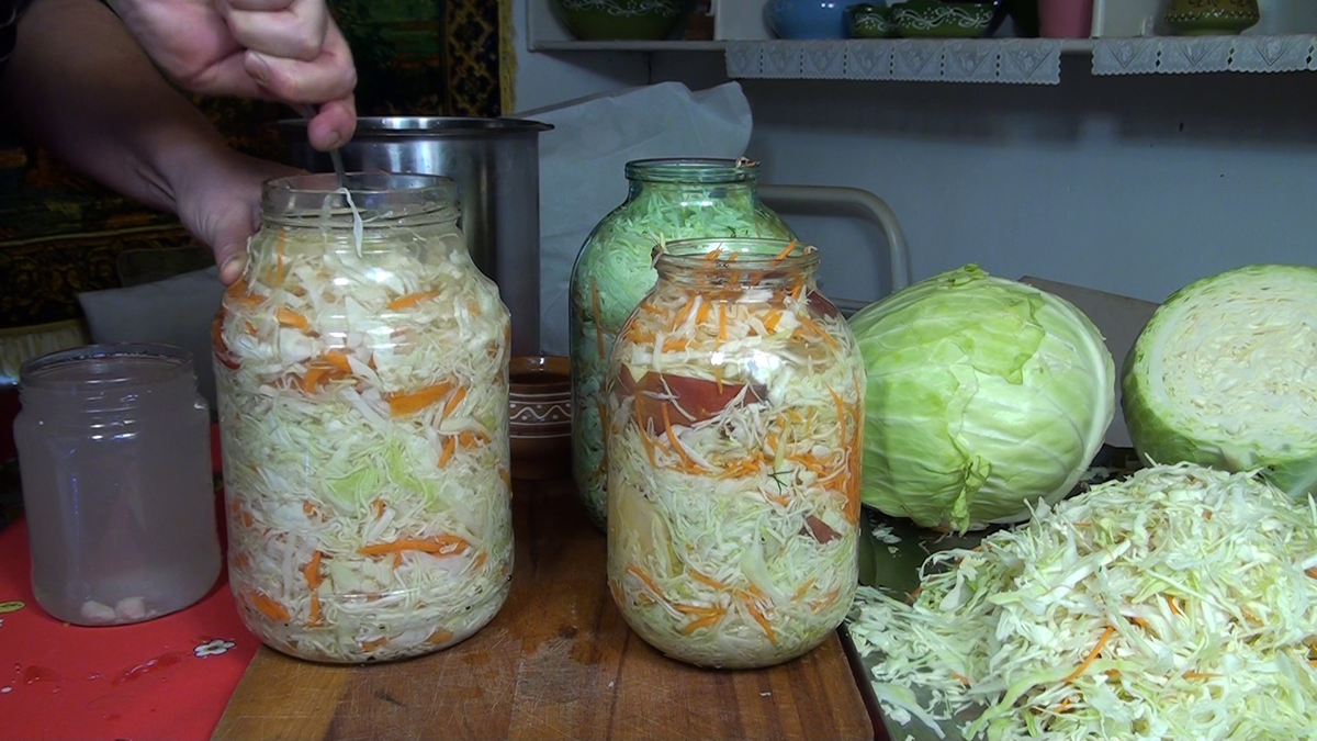 Капуста в банке за сутки. Что можно сделать с квашеной капустой. Как протыкают капусту.