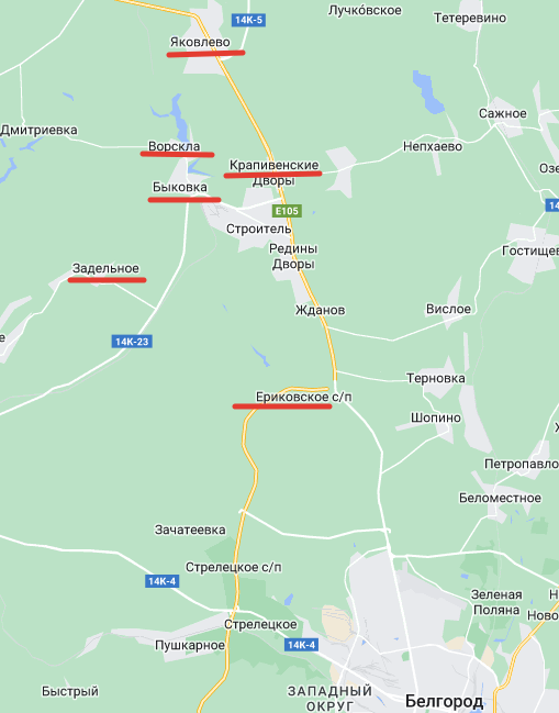 Упомянутые в статье населенные пункты. Рисунок Автора