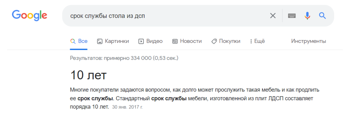 Вот, что он говорит про срок службы ДСП