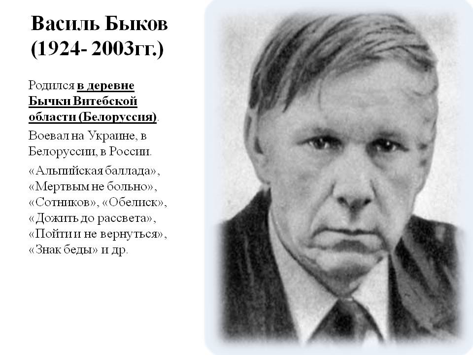 Жизнь и творчество василь быков презентация