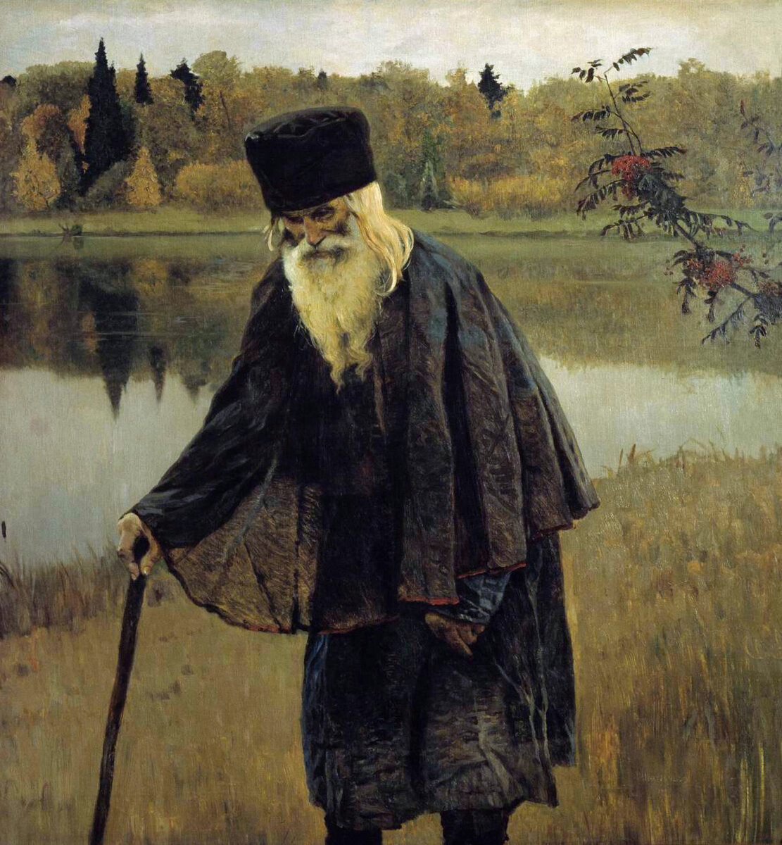 Картина Михаила Нестерова "Пустынник".  А схимонах Феодор (Сутормин) 1834-1923.