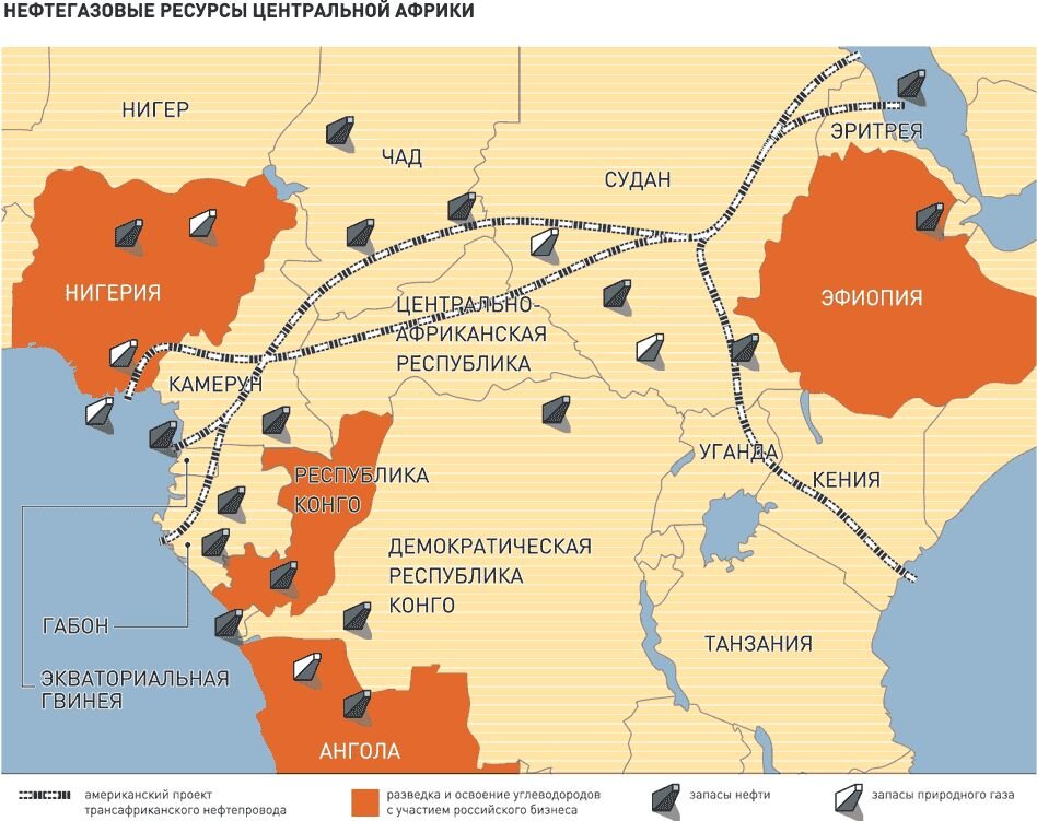 Карта полезных ископаемых в африке