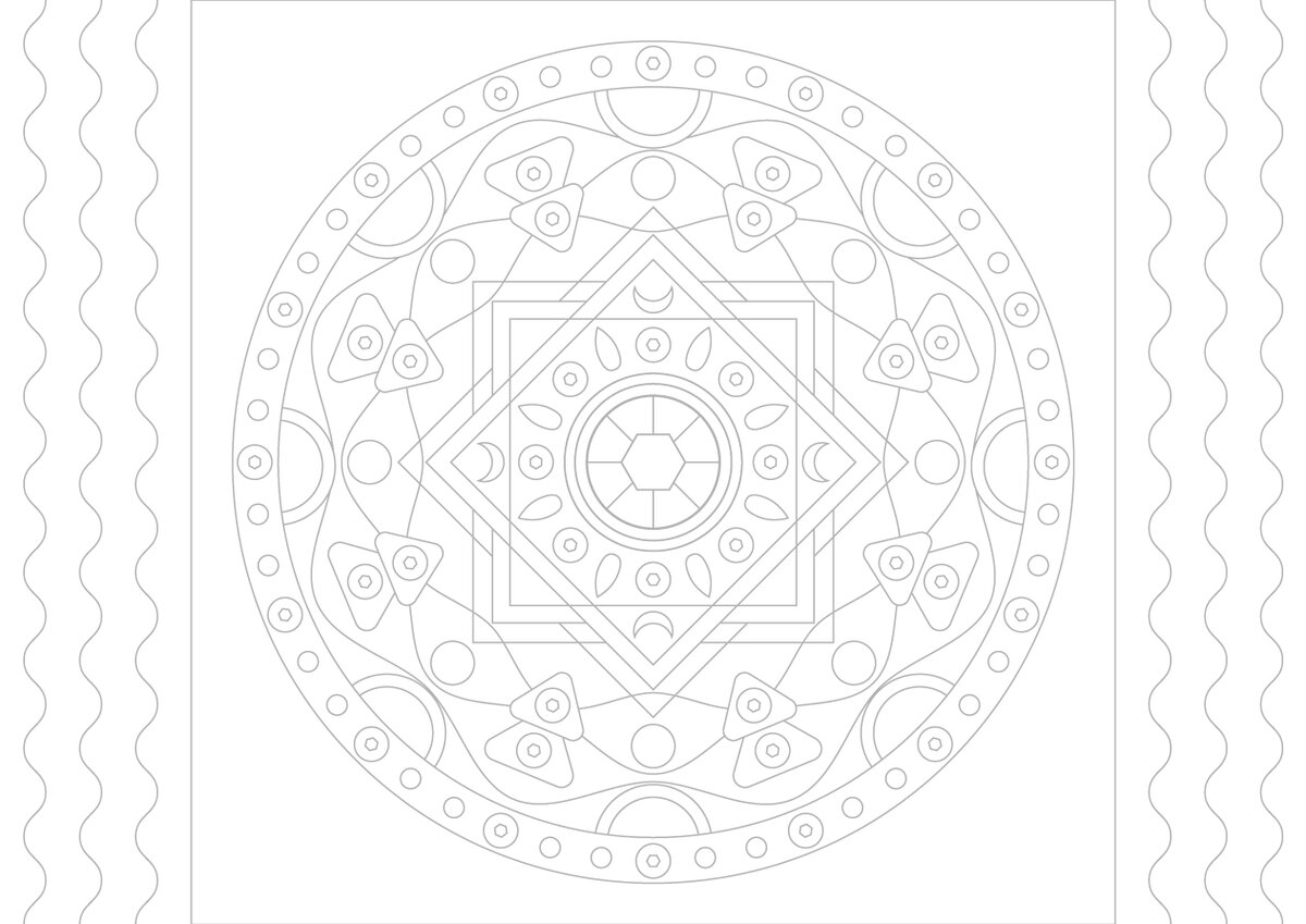 Шаблон авторской раскраски "Денежная мандала" - иллюстрация автора