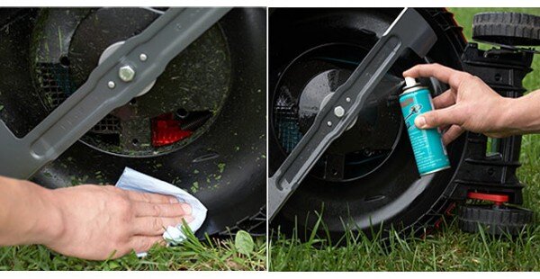 Уход за газонокосилкой после стрижки