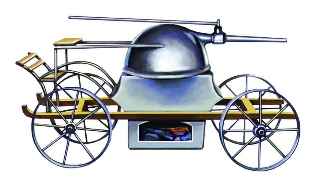 Ньютон авто. Первый реактивный двигатель Исаака Ньютона. Паровая тележка Ньютона. Реактивный паровой автомобиль Ньютона.