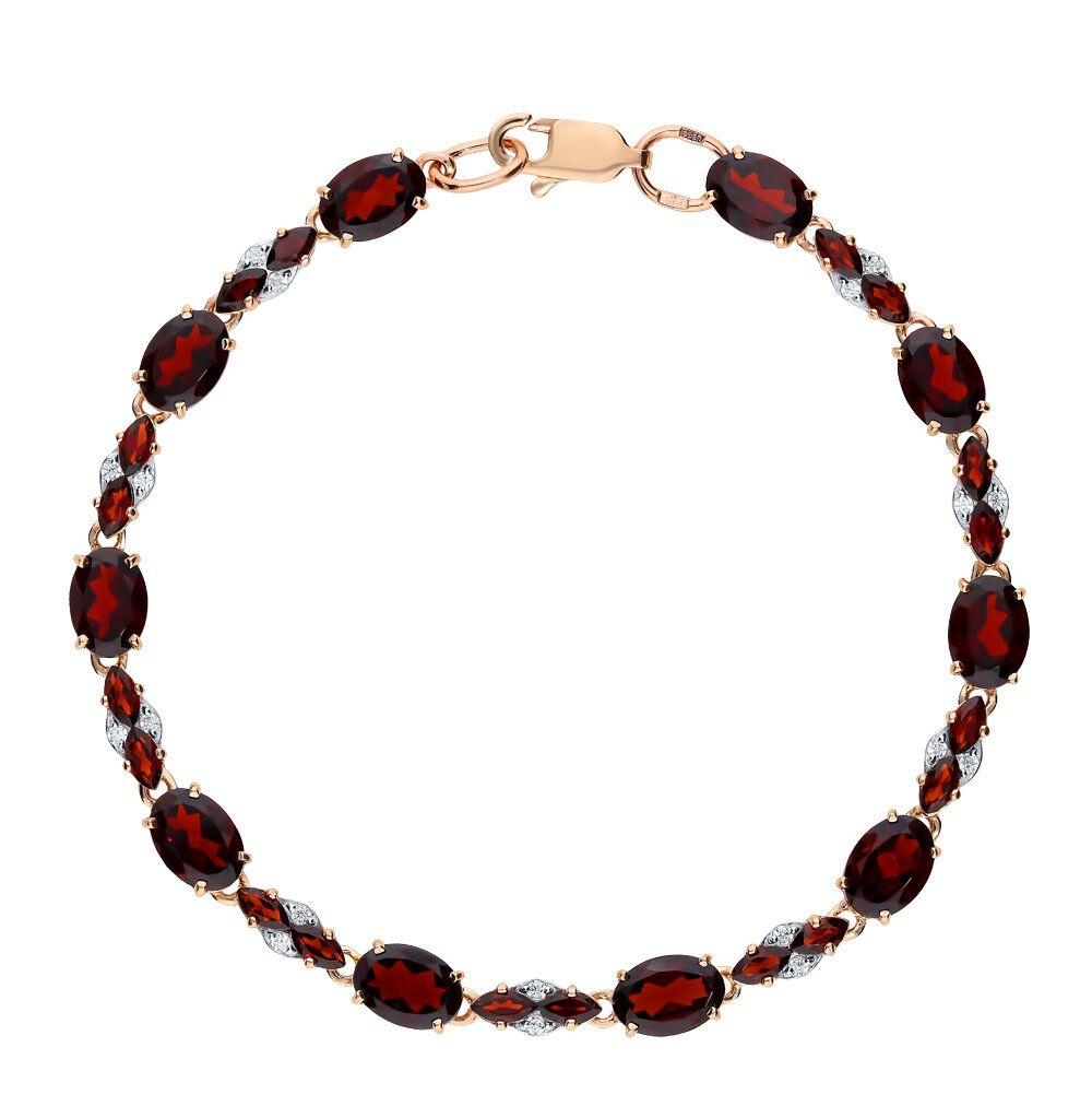 Золотой браслет с фианитами и гранатом, арт. 87961