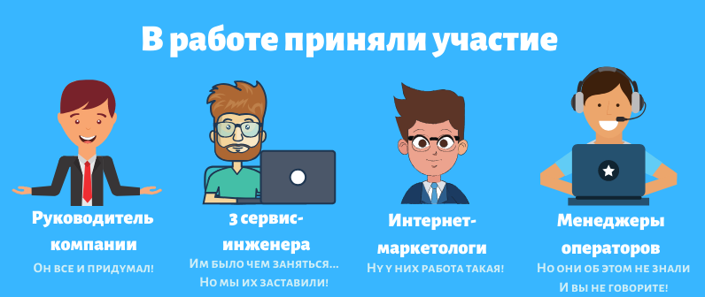 В написании статьи приняли участие 3 сервисных инженера, руководитель компании и несколько маркетологов. А еще над статьей поработала дюжина сотрудников со стороны провайдеров.
