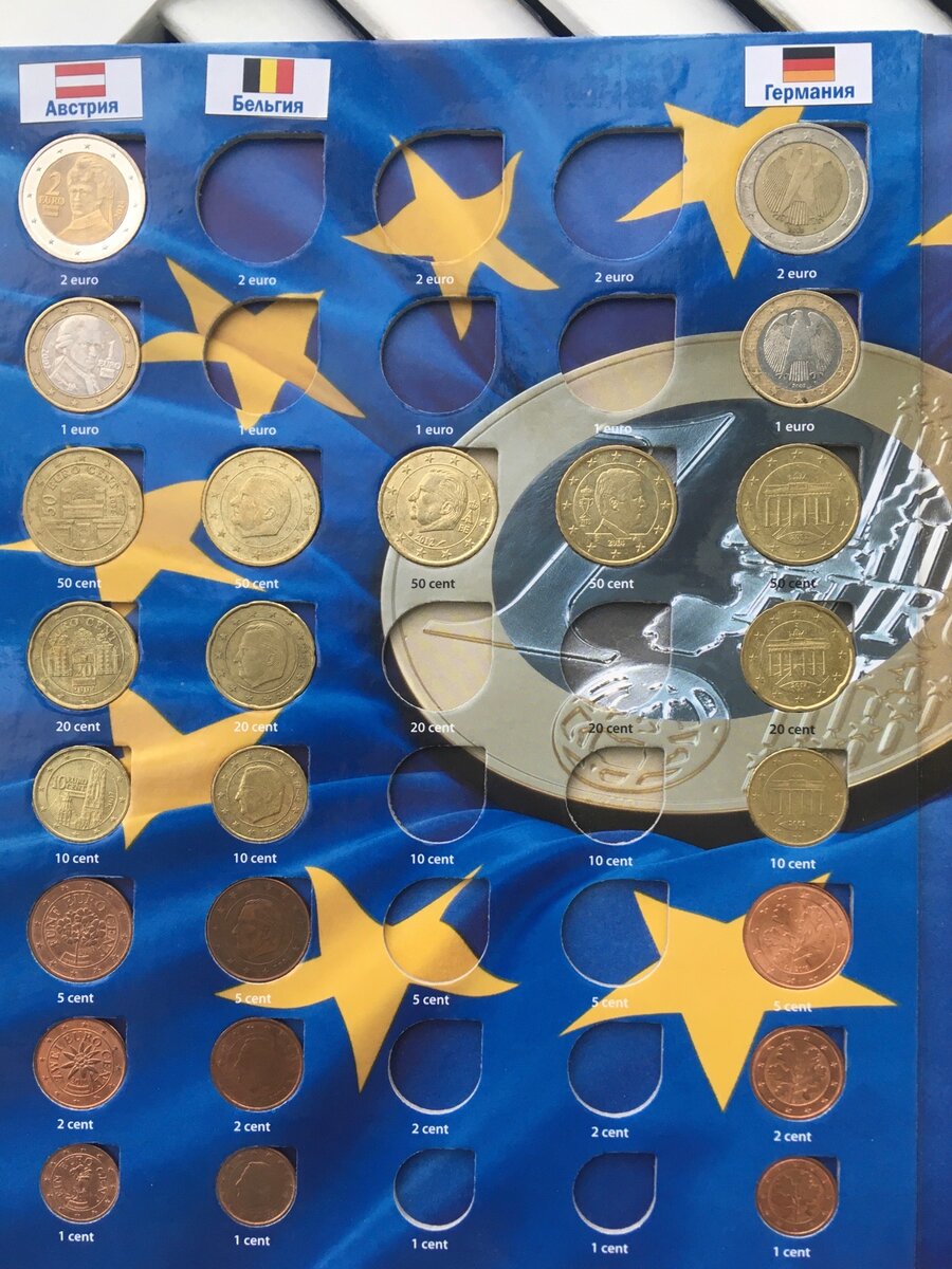 Бельгия имеет 3 разных типа монет