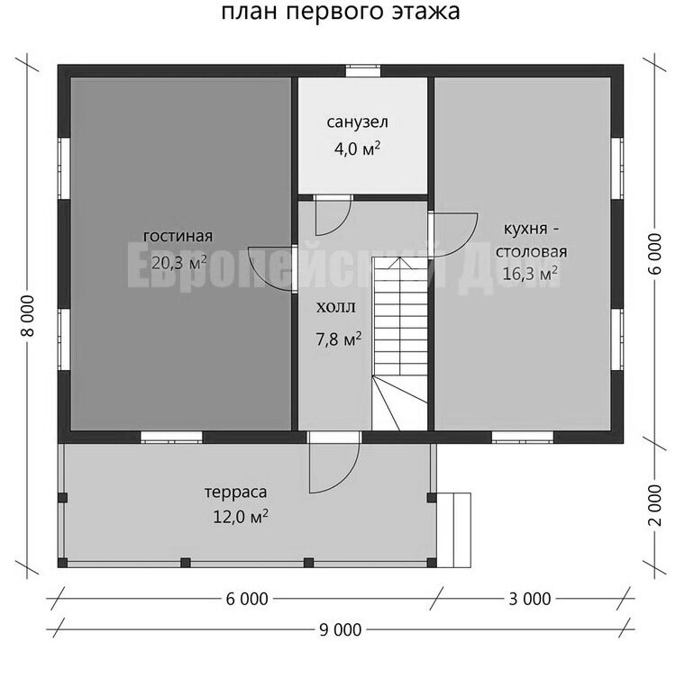 Положительный для проживания проект 6х9 м с 2 спальнями террасой и балконом