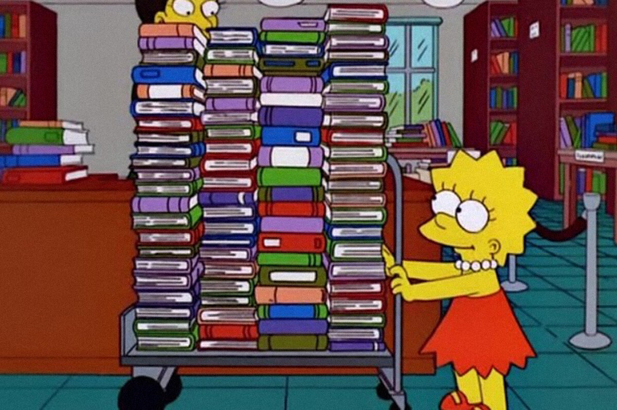 Why they to the library. Симпсоны библиотека.