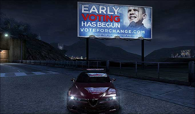 Надпись на билборде: «Досрочное голосование началось на сайте voteforchange.com» Этот портал, кстати, сейчас недоступен 