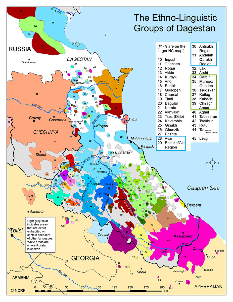 Карта дагестана этнографическая