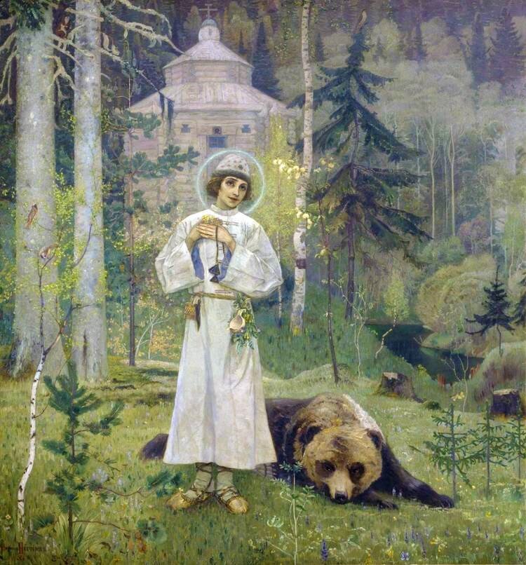 М.В. Нестеров «Юность преподобного Сергия», 1892-1897 гг. Холст, масло «232х251» 