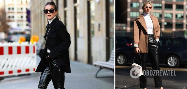 Кожаные штаны на модели 