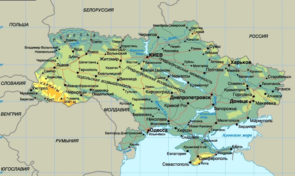 Карта Украины. Фото с сайта svali.ru