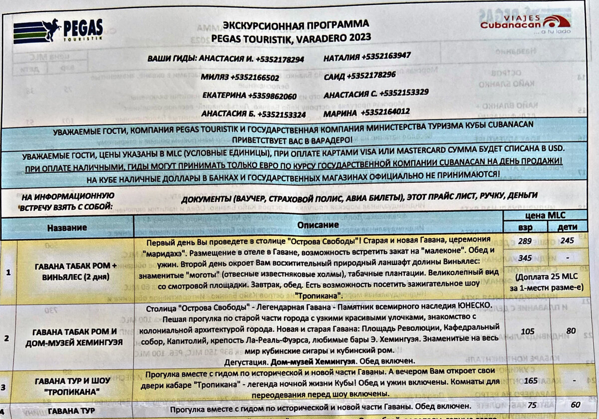 Экскурсии в Гавану из Варадеро от туроператора Пегас Туристик. Цены на 2023 год.