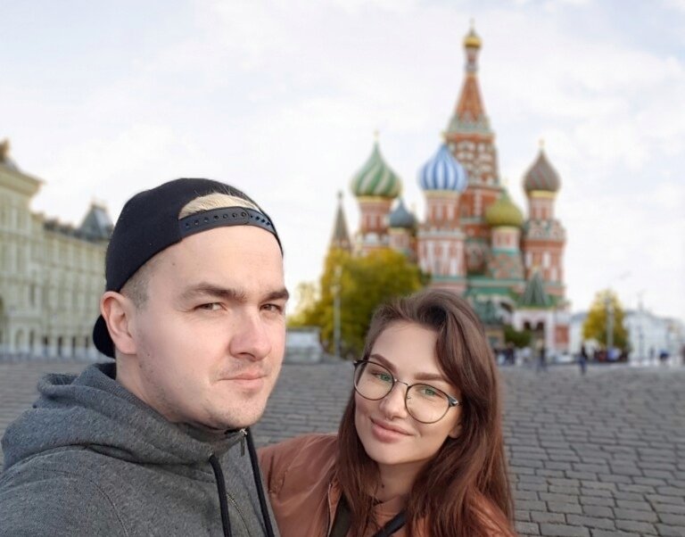 Алексей со своей женой Марией в Москве 