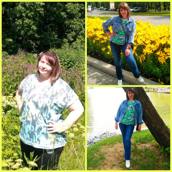 Коллаж: фото до и после похудения, разница в 37 кг за год