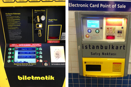 автомат по пополнению (слева) и продаже (справа) İstanbulkart