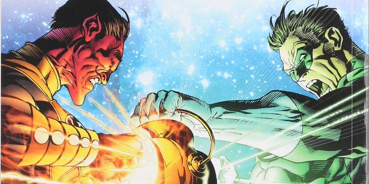 Фрагмент одной из обложек графического романа Джеффа Джонса «Зелёный Фонарь: Война Корпуса Синестро» (абсолютное издание)