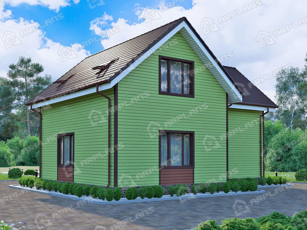 Фото 2 каркасного дома с гаражом и 3 спальнями.  Источник arplans.ru Проект И-001