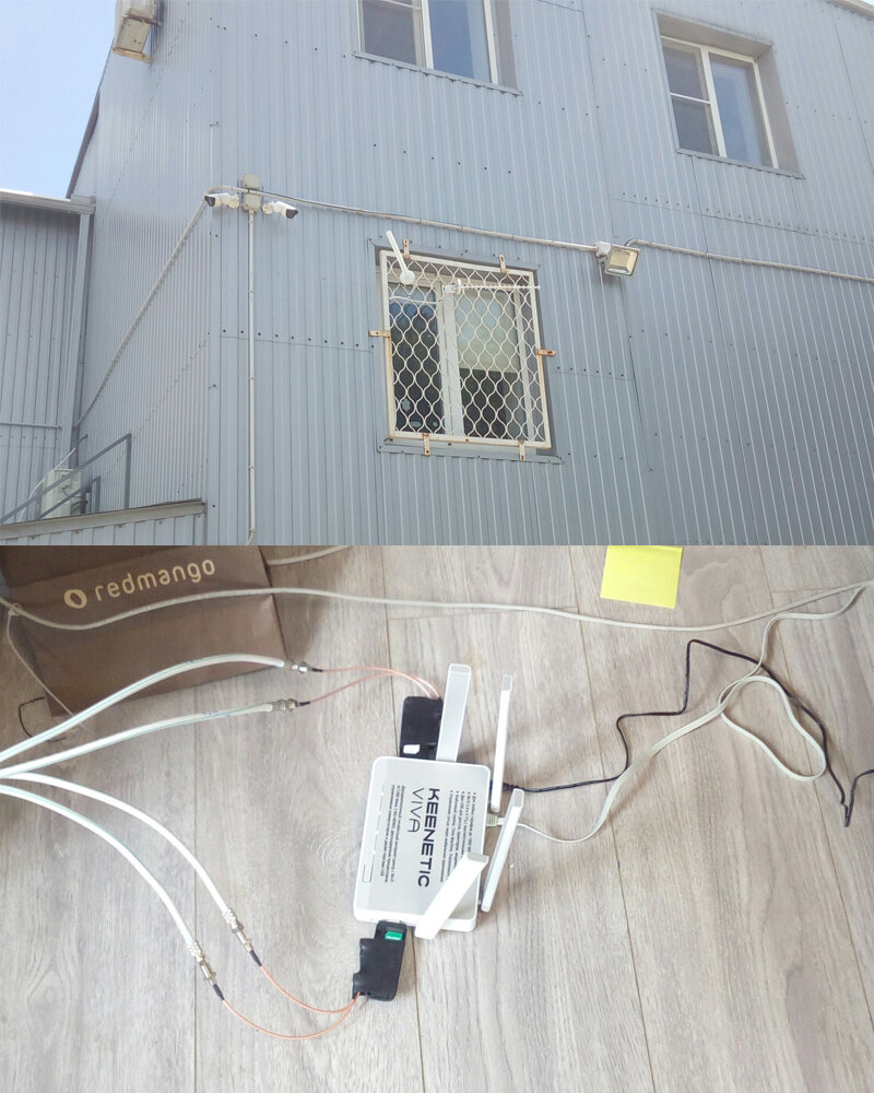 Две наружные 4G LTE MIMO антенны и роутер с поддержкой двух модемов