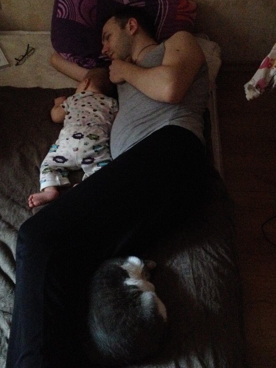 спим втроем: я, доча и кошка)