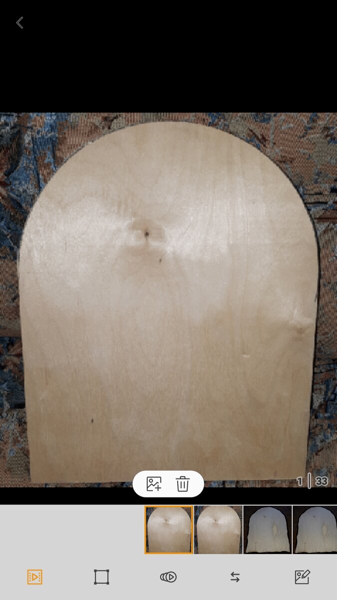 Решился сделать икону , просто очень захотелось , выбрал Икону Божей Матери Семистрельную, очень понравилась по смыслу и своей силе , выбрал материал, берёзовую фанеру , вырезал форму и всё началось