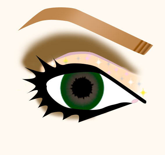 Матовые тени на неподвижную складку, а шиммер на подвижное, если текстура не слишком выражена. Рисунок собственной разработки Бьюти Без Правил.