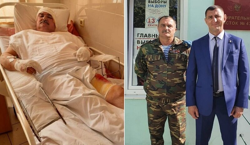 На фото: Иван Терехов после операции.  Ветеран ВДВ Иван Терехов и председатель Союза десантников Волгодонска Андрей Парыгин
