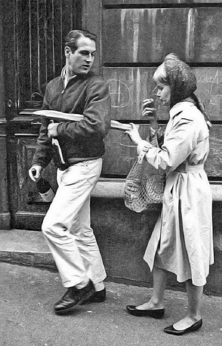 Фотограф Филипп Ле Телье "Пол Ньюман с женой Джоан Вудворд во Франции во время съемки фильма "Парижский блюз", 1960 г.