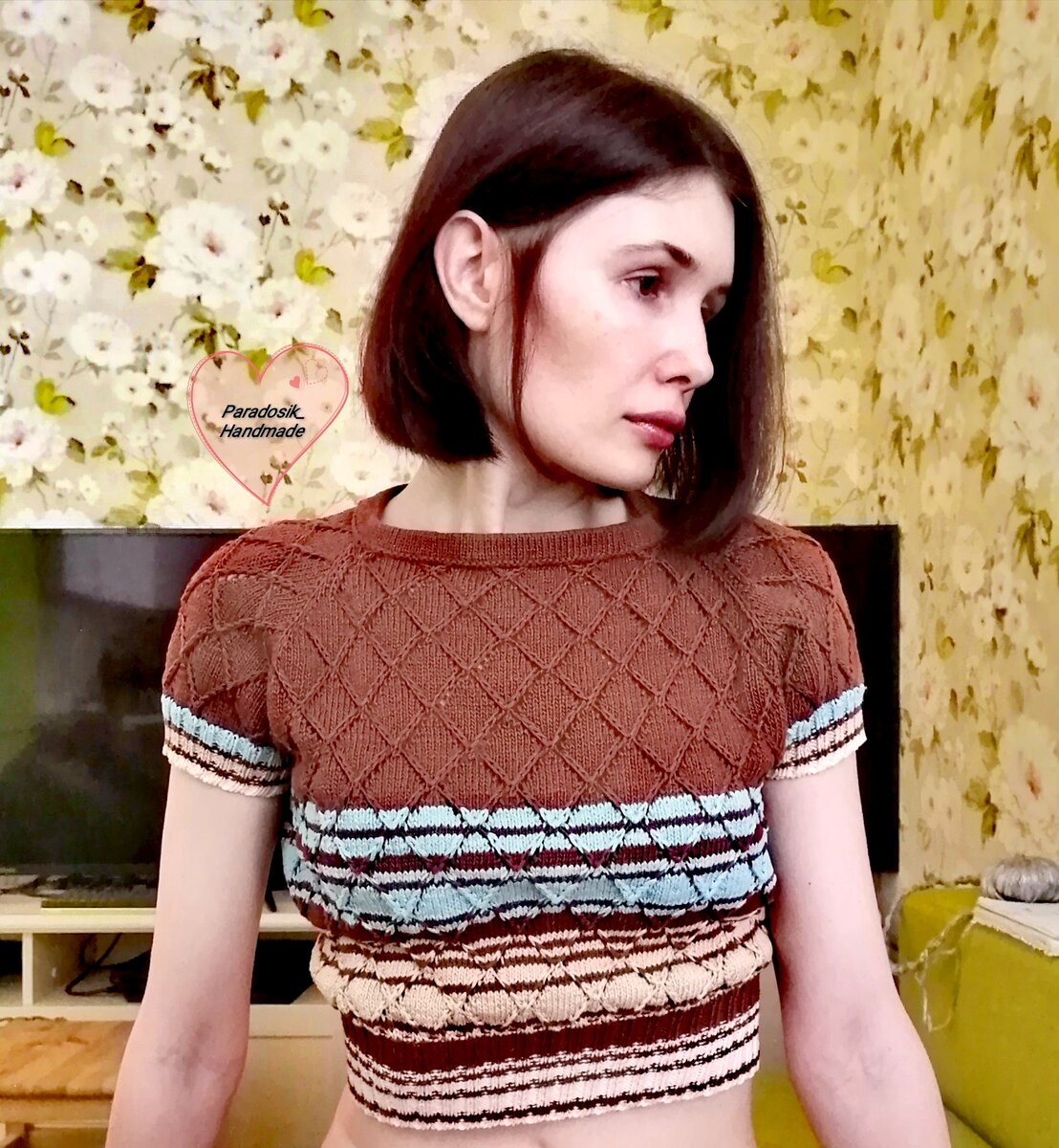 Кроп-футболка спицами. Автор Paradosik_Handmade